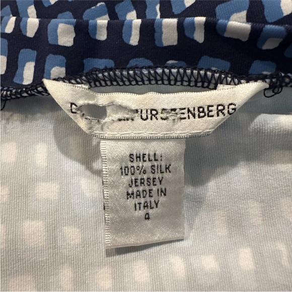 LOT 2 DVF Diane Von Furstenberg Silk Jersey Faux Wrap Blue Dresses 4 XS - Picture 9 of 9